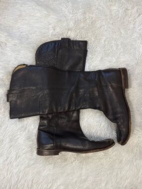 Frye Paige Tall Leather Riding Boots Dark Brown